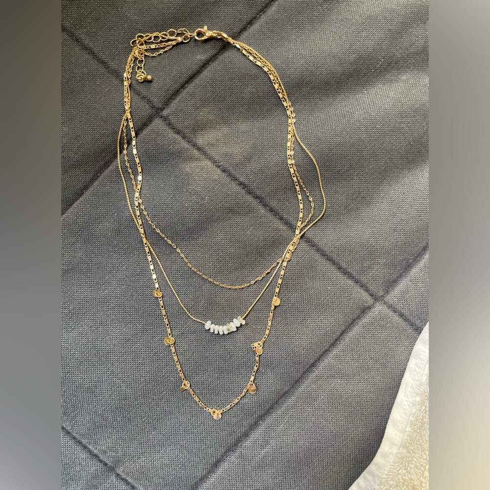 Gold and white stone necklace